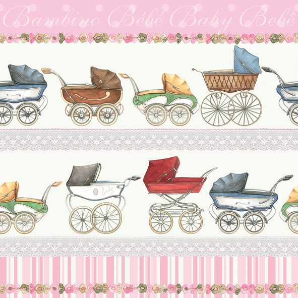 Servietten Kinderwagen Rosa