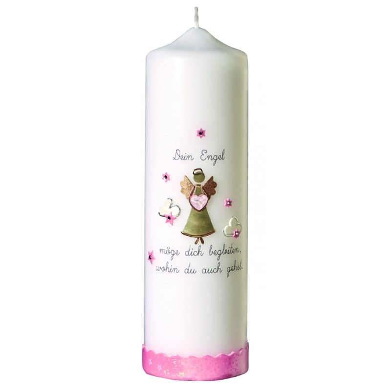 Taufkerze Engerl Rosa