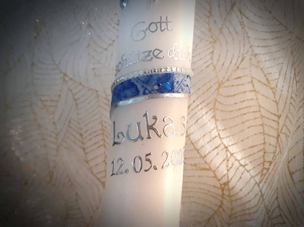 Taufkerzenpersonalisierung Gold zwei Zeilen Name + Datum