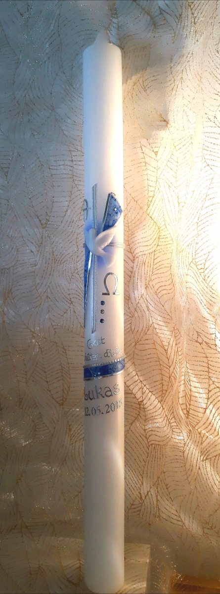 Taufkerzenpersonalisierung Silber eine Zeile Name + Datum