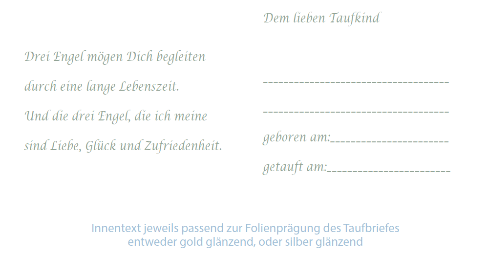 Taufbrief Poesie Blau