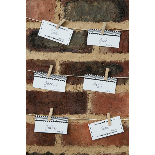 Tischkarte Schwarz/Weiß