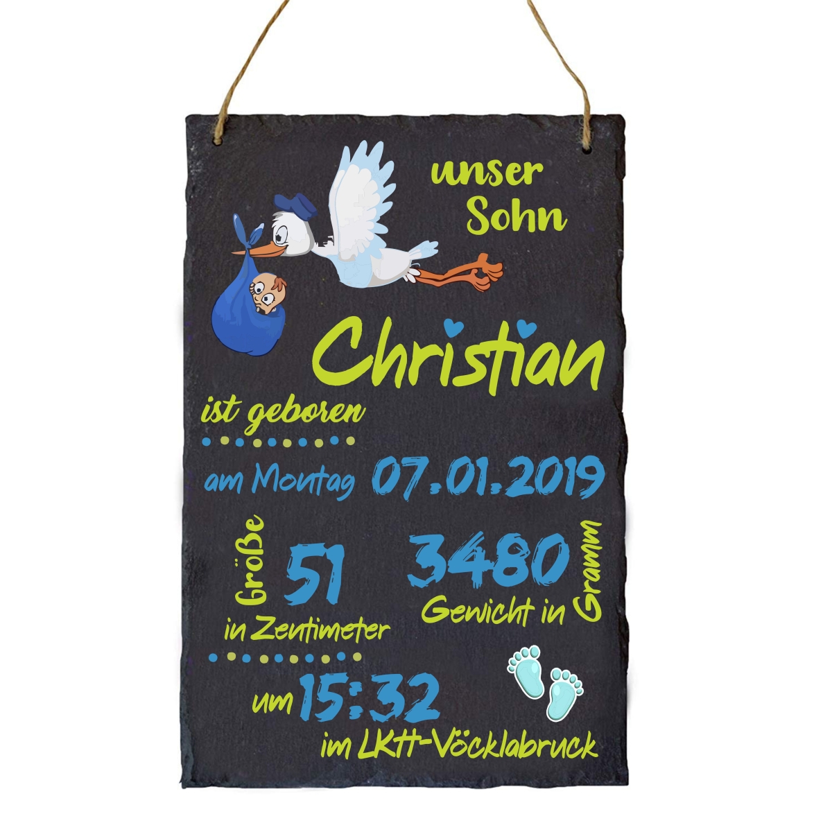 Geburtstafel Bub - Personalisierbar