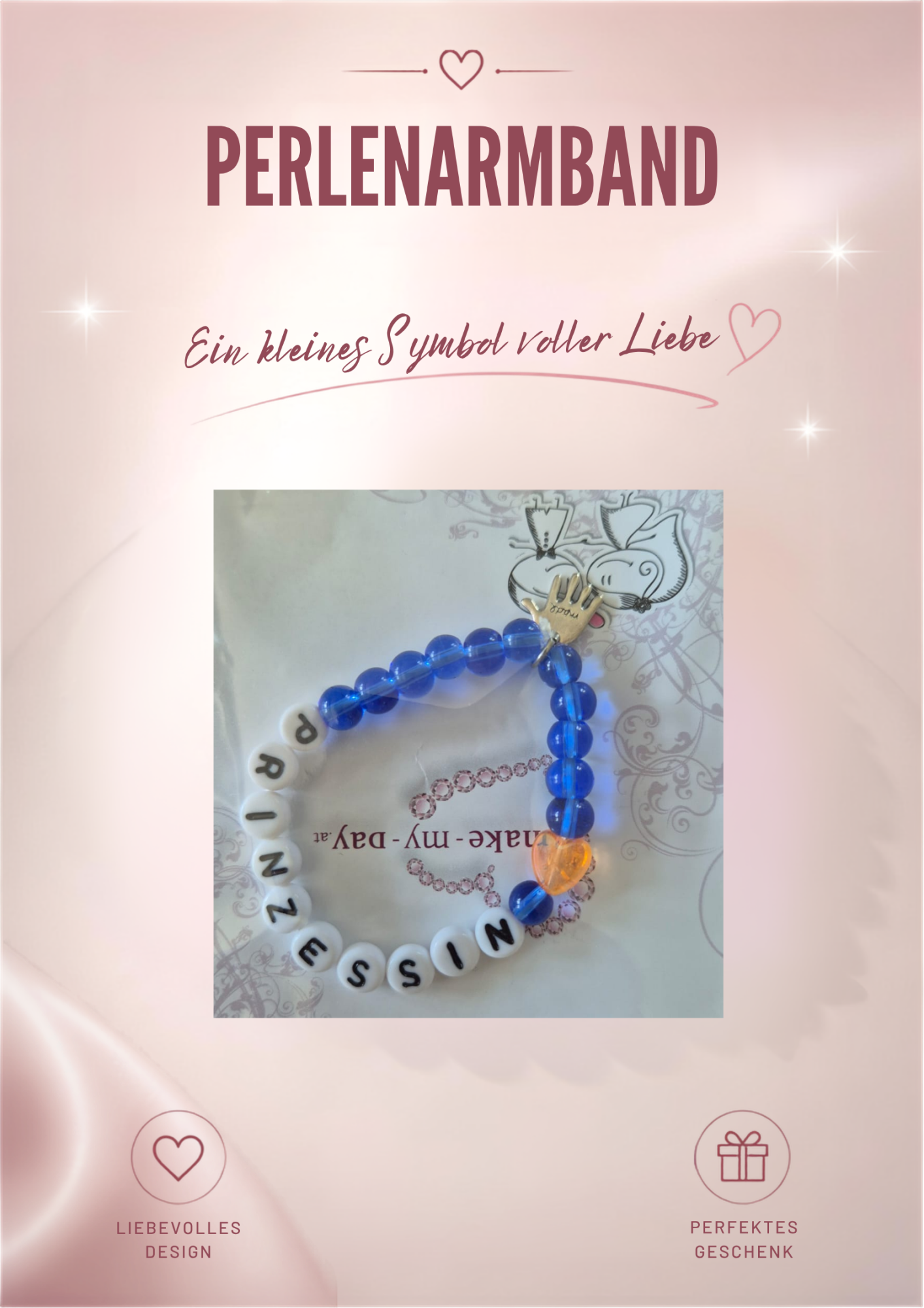 Perlenarmband Kind Blau / Prinzessin