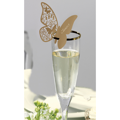 Tischkarte Papillon Vintage Gold