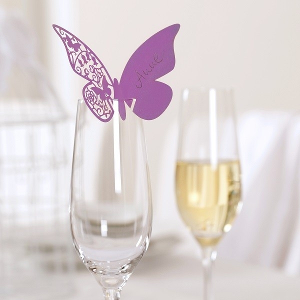 Tischkarte Papillon Vintage Violett